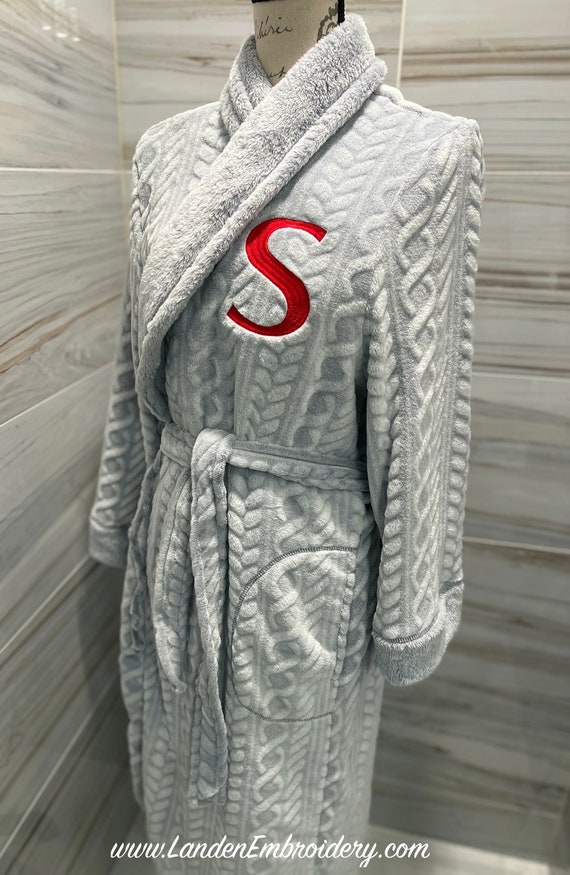 Women's Gray Fleece Robe Personalized With Custom Etsy