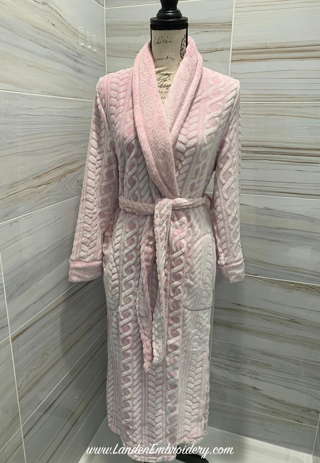 Women's Pink Fleece Robe Personalized With Custom Embroidery Etsy