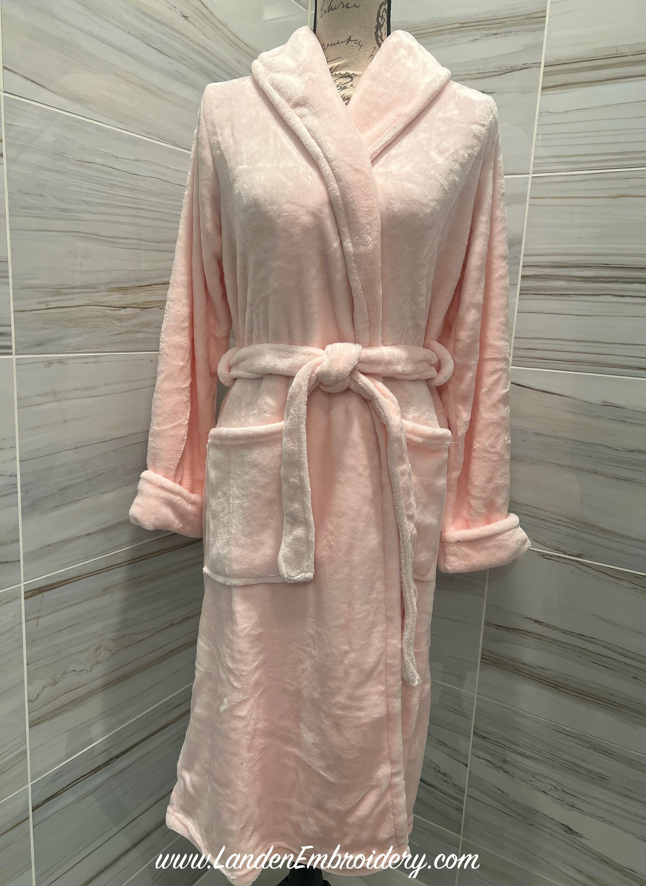 Light Pink Fleece Robe Personalized with Custom Embroidery