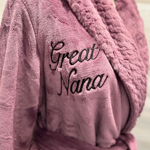 Women&#39;s Long Purple Fleece Robe Personalized with Custom Embroidery