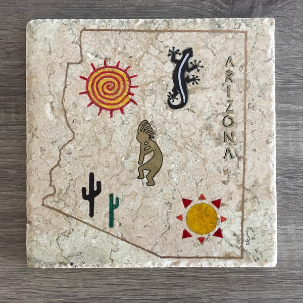 Trivet - ARIZONA, stone trivets/gifts/Original hand-painted design/icons of AZ/stone tile trivets/variations available - see photos