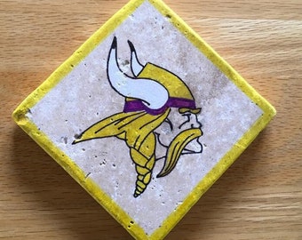 Hand-Painted Vikings Coasters – Marble Stone Drink Coaster Set