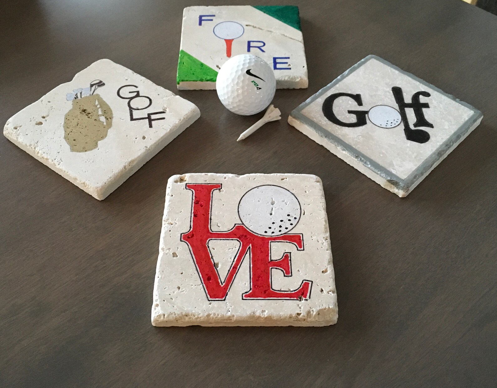 GOLF Coasters Stone tile coasters/Drink coasters/Coaster Etsy