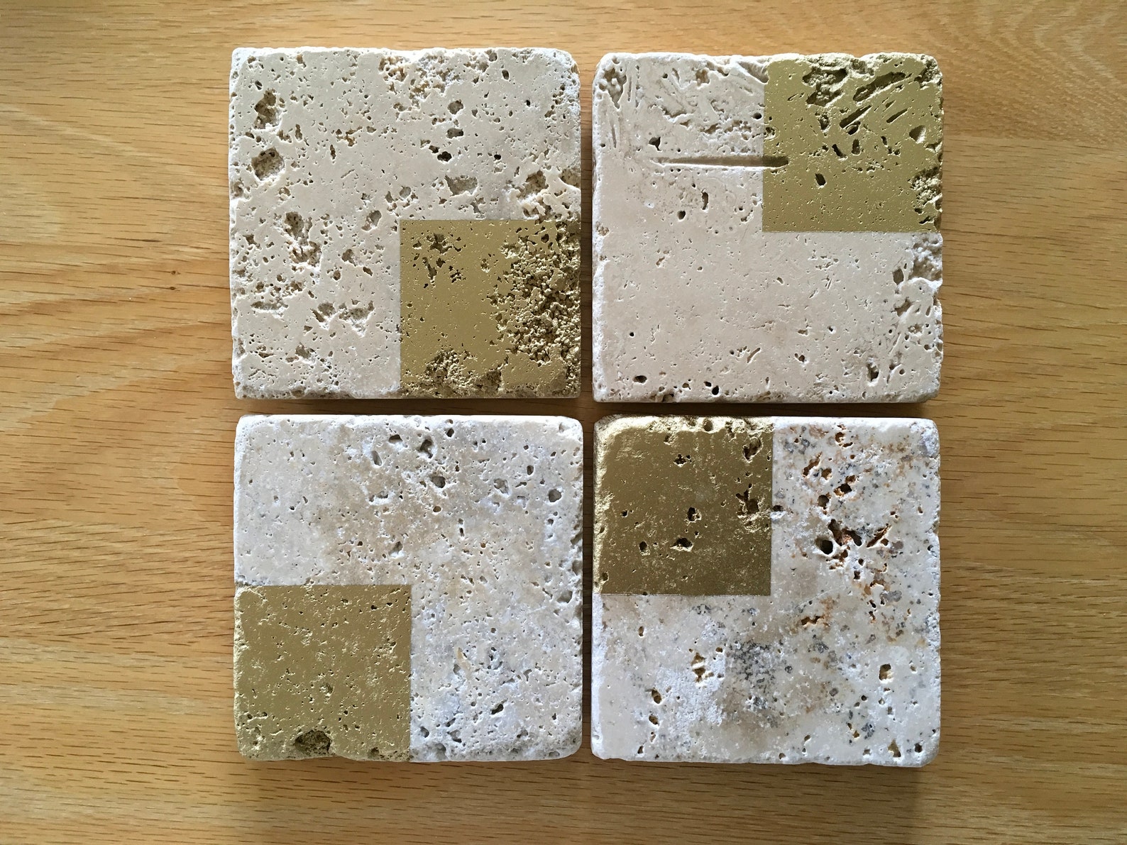 Stone Coaster Set 2 Stone Tile Coasters/natural Stone Tiles/travertine