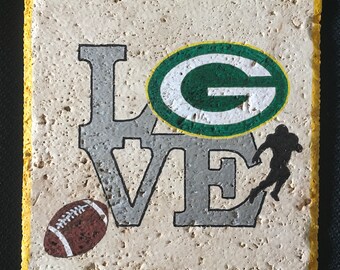 Hand-Painted Green Bay Packers Trivet: Stone Tile, Game Day Decor