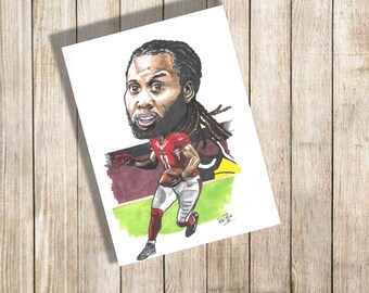 Larry Fitzgerald caricature print, unframed