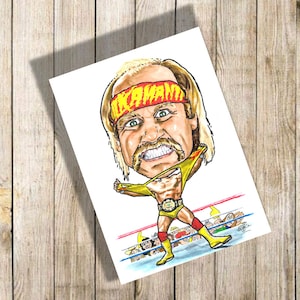 Hulk Hogan caricature print, unframed