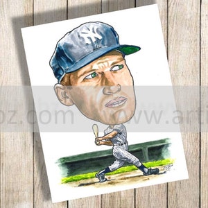 Mickey Mantle caricature print, unframed