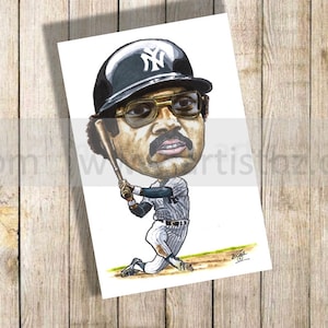 Reggie Jackson caricature print, unframed