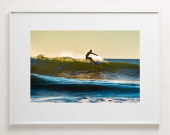 Fine Art Photography Print - Cold water surfer on wave in New England print