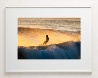 Fine Art Photography Print - Cold water surfer ocean sunrise swell coastal home decor print