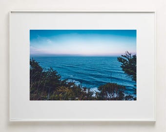 Fine Art Photography Print - Sunset cliff ocean landscape rugged coastal home decor print
