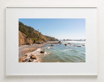 Fine Art Photography Print - Sunny rocky ocean landscape rugged coastal home decor print