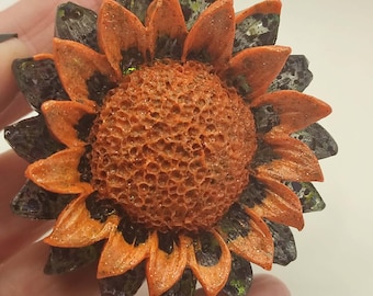 Sunflower palm fidget. Textured flower fidget. Happy flower. Tactile fidget. Sensory fidget. Stim. Sensory. Fidget. Resin. Visual stim.