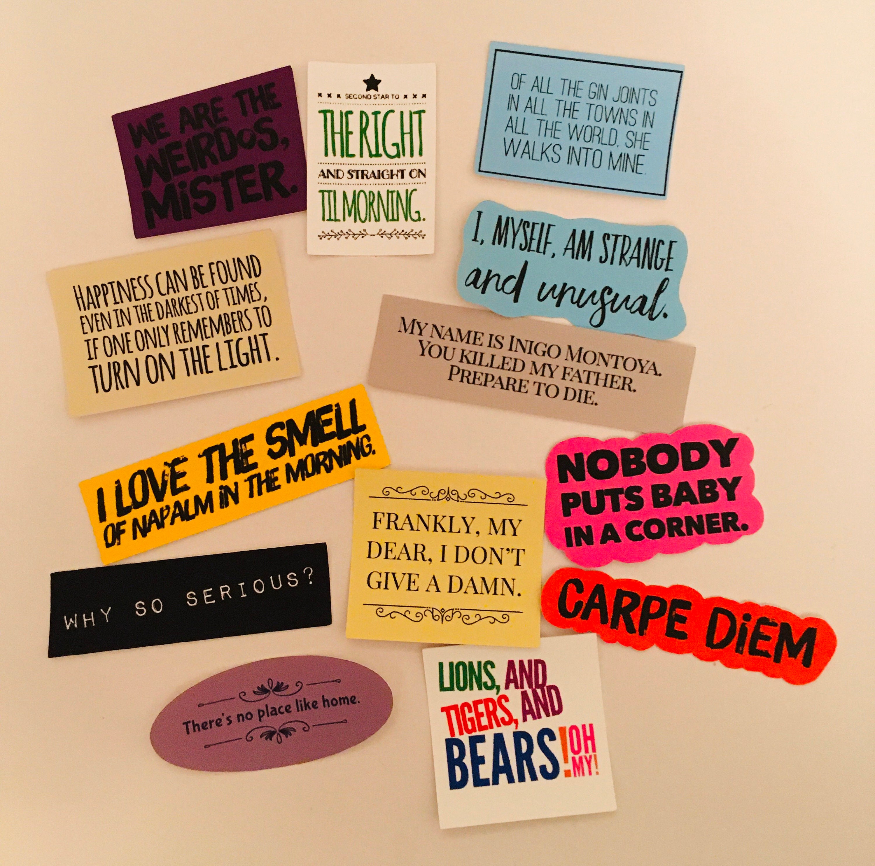 Movie quotes sticker pack. Matte vinyl sticker pack. Movie Etsy