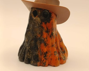 Handmade Cowboy Ghost Figurine | Western Ghost Decor | Rodeo Cowboy Gift | Gothic Western Decor | Fantasy Collectible | Spooky Ornament