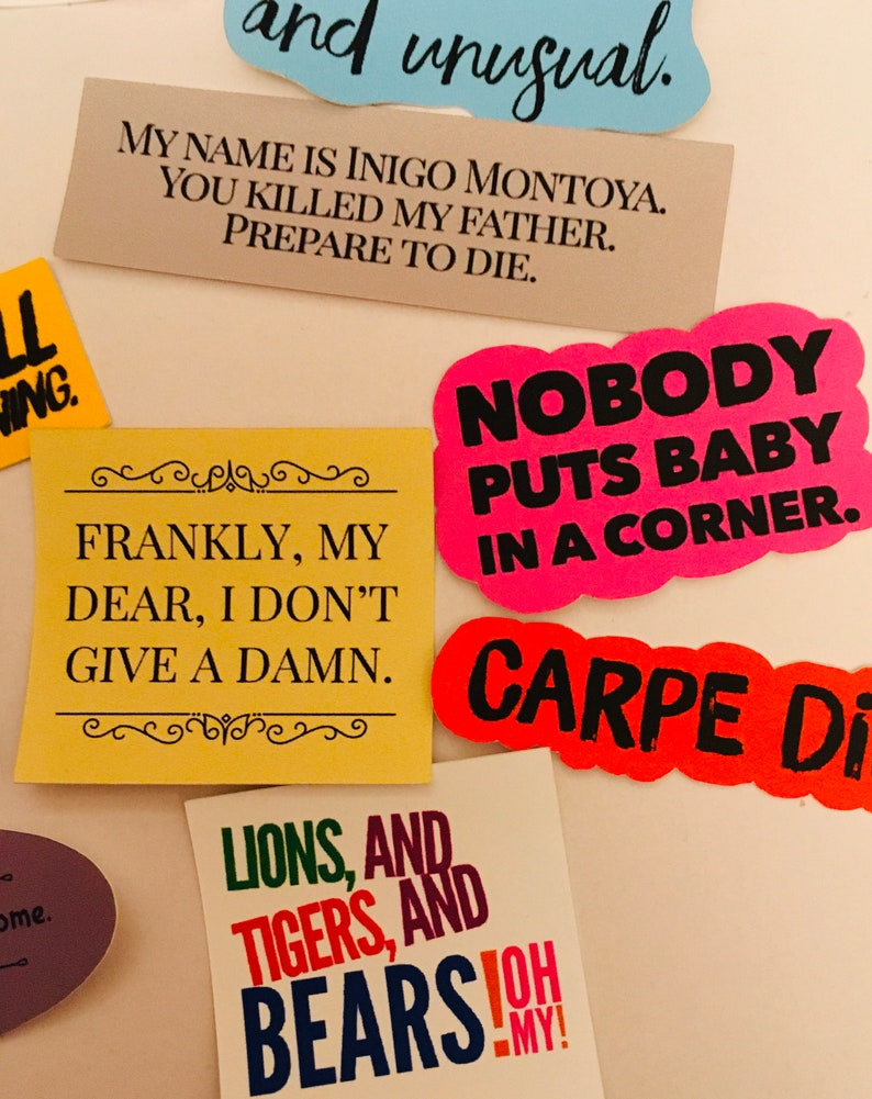 Movie quotes sticker pack. Matte vinyl sticker pack. Movie Etsy