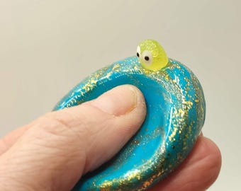 Polymer clay marbled glittery worry stone. Worry pebble. Thumb stone. Calming. Tactile. Calm stone. Fidget. Pocket. Mental health.