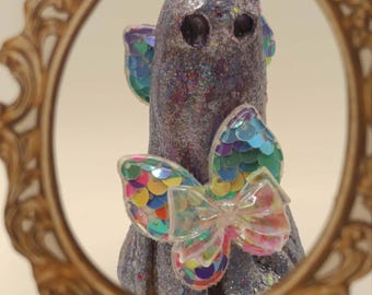 Miss Marigold Stardust Ghost | Handmade Carnival Ghost Figurine | Cabaret Dancer | Circus Collectible | Gothic Fantasy Decor | Unique Gift