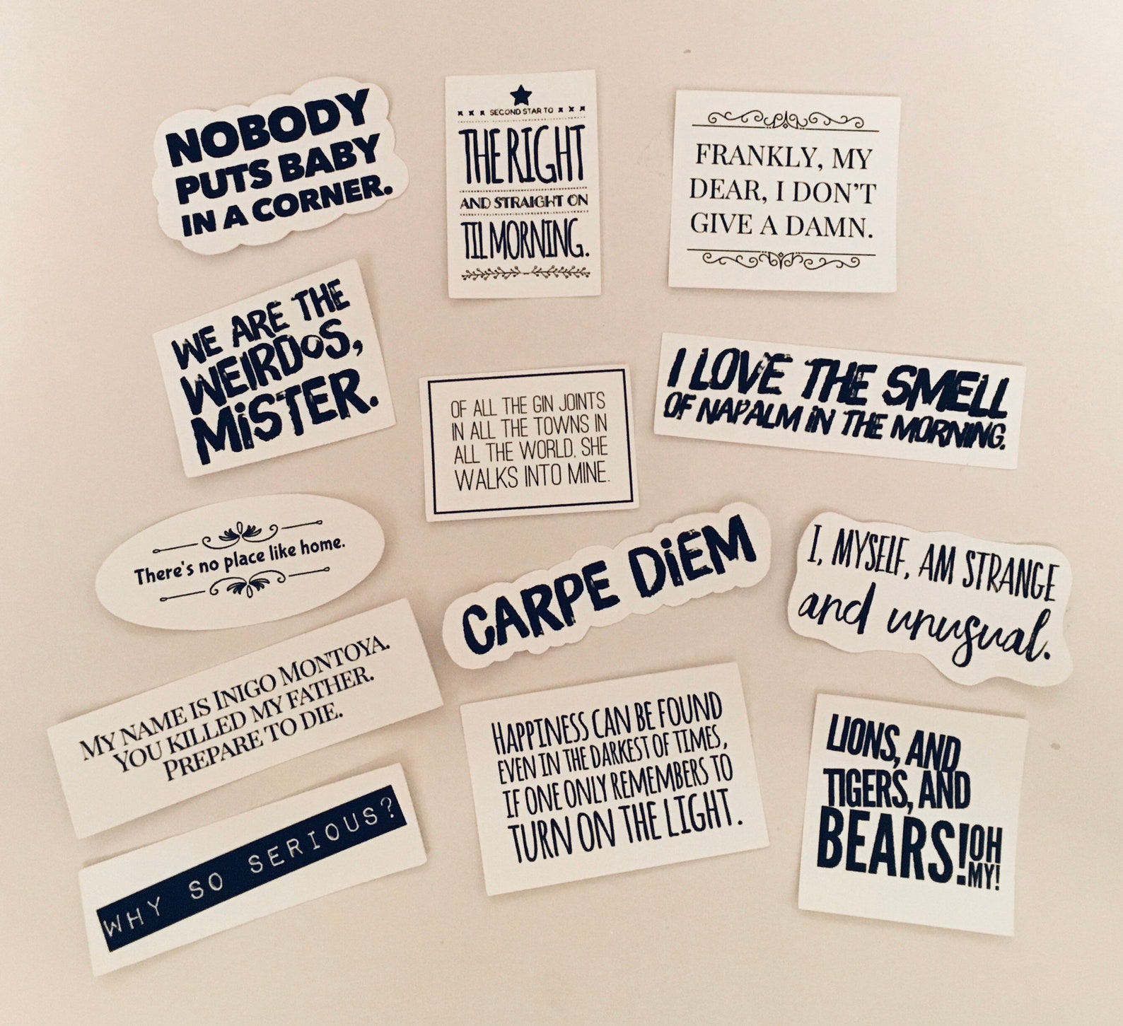Movie Quotes Sticker Pack. Matte Vinyl Sticker Pack. Movie Etsy