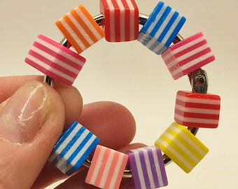 MEDIUM Anxiety Fidget Hoop with Colourful Beads: Sensory ASMR Tool. Loop fidget. Fidget beads.
