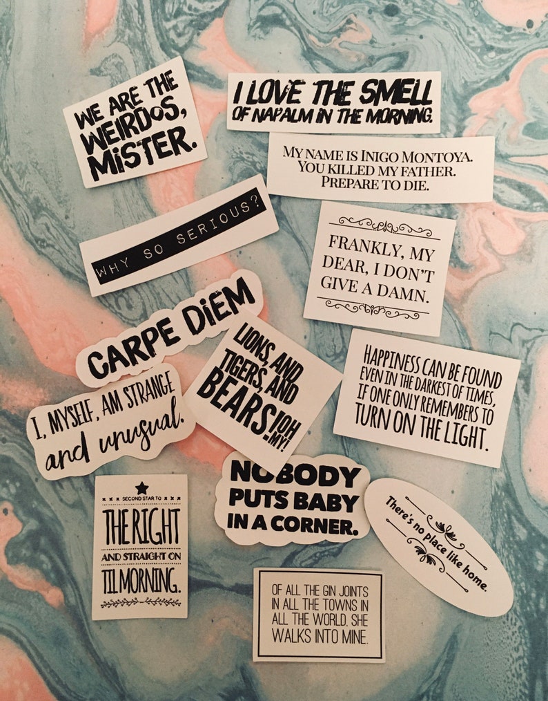 Movie Quotes Sticker Pack. Matte Vinyl Sticker Pack. Movie Etsy UK