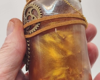 Remnants of time potion. Steampunk time travel potion. Vintage alchemy bottle. DnD prop. LARP. Artifact. Witchy decor.
