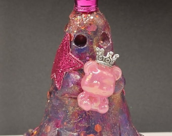 Princess Pompom Ghost Figurine | Handmade Pink Gothic Ghost | Cute Fantasy Collectible | Sparkly Royal Decor | Unique Gift