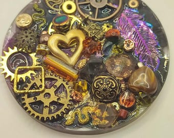 Steampunk metallic sensory disc. Sensory circle. Tactile sensory circle.