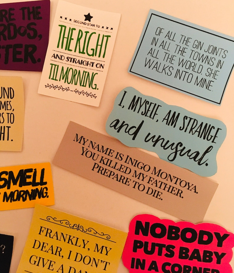 Movie Quotes Sticker Pack. Matte Vinyl Sticker Pack. Movie Etsy
