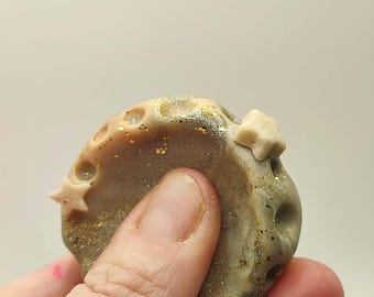Polymer clay MOON glow in the dark worry stone. Worry pebble. Thumb stone. Calming. Tactile. Calm stone. Fidget. Pocket. Mental health.