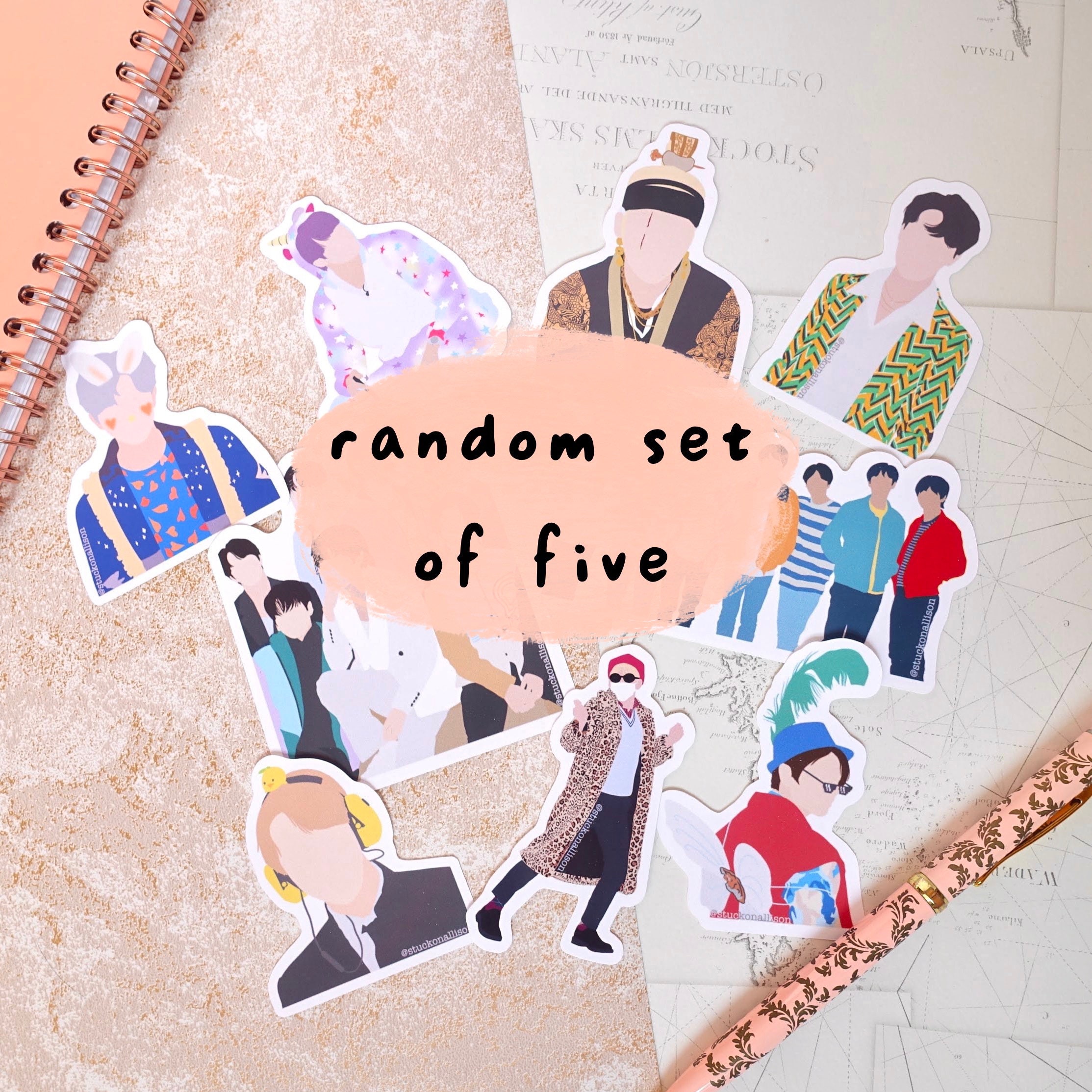 Bts Inspired No Face Random Stickers Kpop Vinyl Etsy