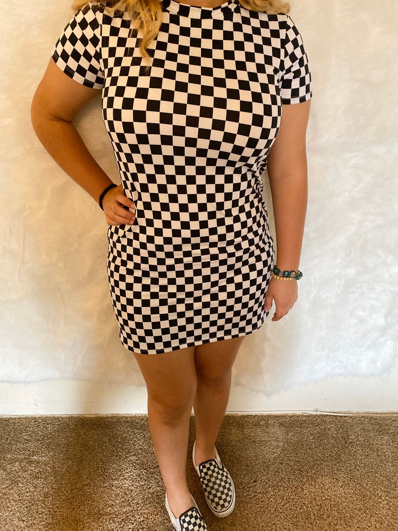 Black and White checkered print mni dress Size Small