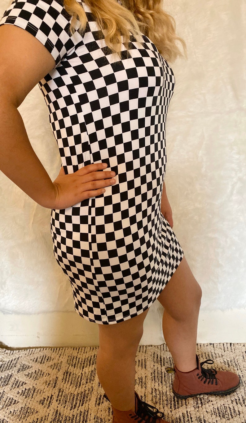 Black and White checkered print mni dress Size Small