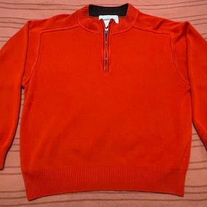 Vintage Obermeyer Red Ribbed Ski Snowboard Quarter Zip Sweater Adult Large