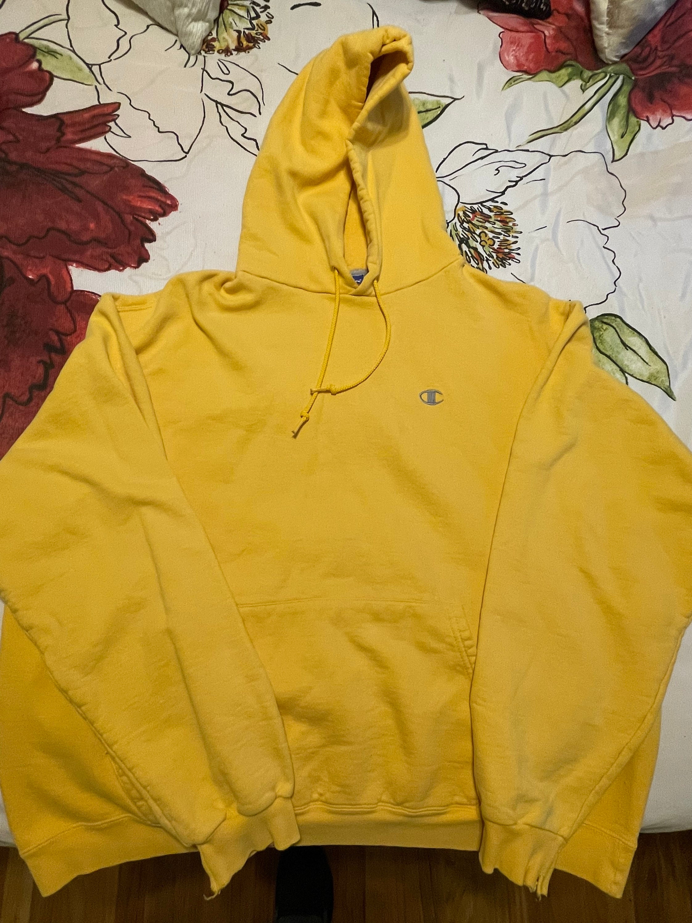 Vintage Champion Yellow Pullover Hoodie Mens XL Lightly - Etsy