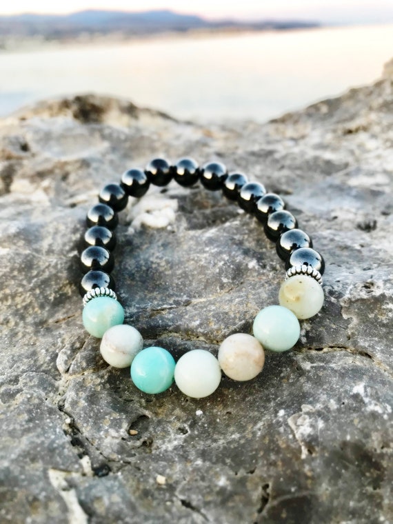 Magnetic Hematite Bracelet Bracelets With Amazonite Healing Etsy