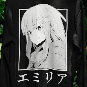 Re Zero Emilia Sweatshirt Crewneck / Anime Streetwear / Anime Crewneck / Anime Lovers Gift / Manga / Japanese Style / Unisex