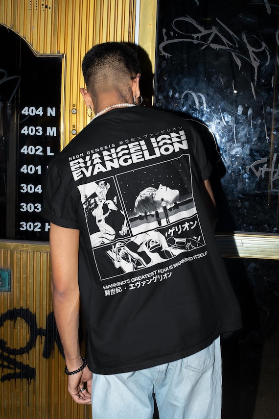 Evangelion Anime Back Print T-shirt | Japanese Streetwear - Etsy