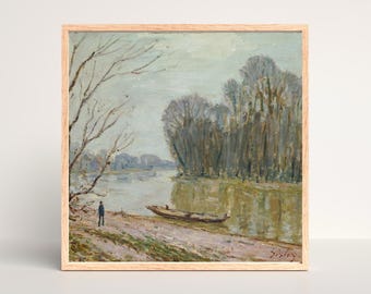 Printable French Landscape – Impressionist Art Print – Digital Download – The Loir by Alfred Sisley