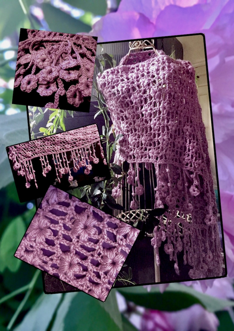 Cherry Blossom Festival Crochet Shawl Wrap Pattern by MadStash Designs