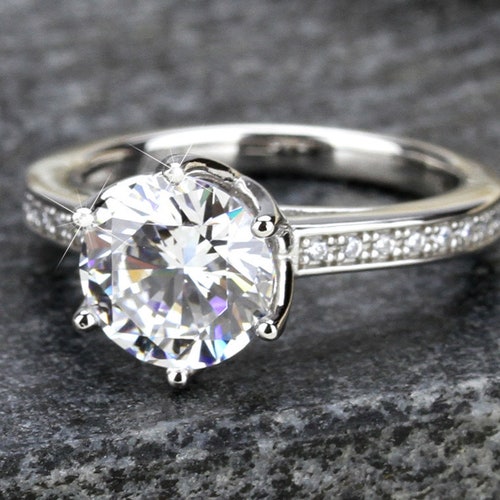 Art Deco Halo Vintage Oval Wedding Engagement Ring Round | Etsy