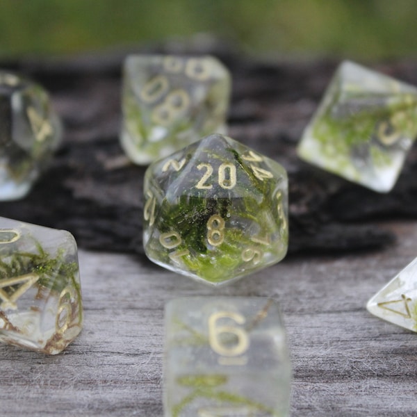 PRE ORDER / DnD Mystic Moss dice set - resin handmade dice set