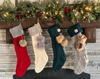 Hand knit Christmas stocking