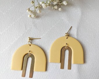 HARLOW arch dangle polymer clay earrings with brass arch and brass earring posts