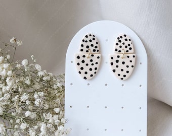POLKADOT statement dangle polymer clay earrings with stainless steel earring posts