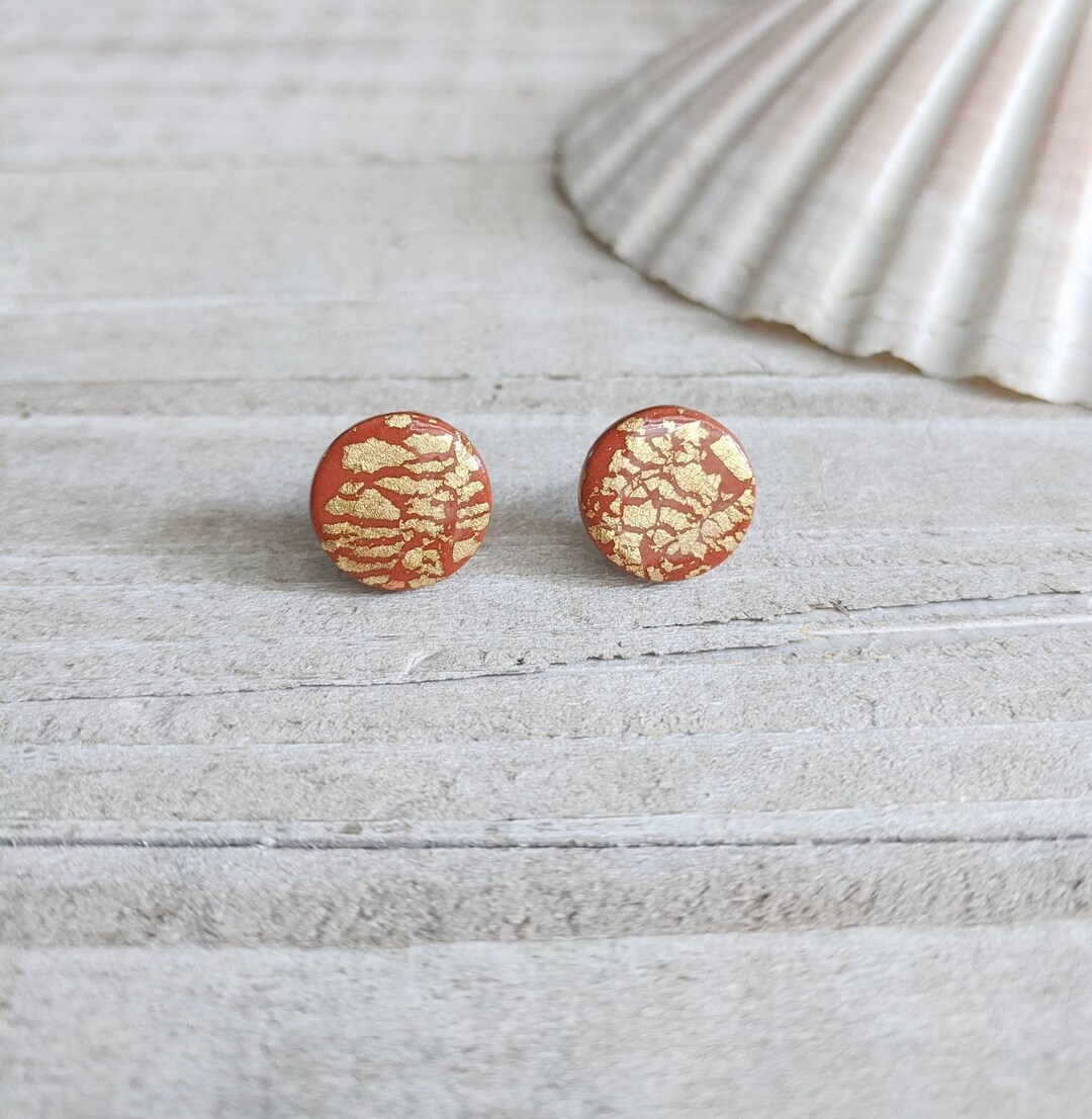 GOLD FOIL Polymer Clay and Gold Foil Button Studs Variety of Etsy Canada