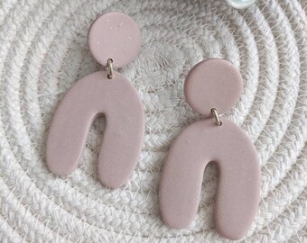 LEAH arch statement dangle polymer clay earrings with stainless steel earring posts