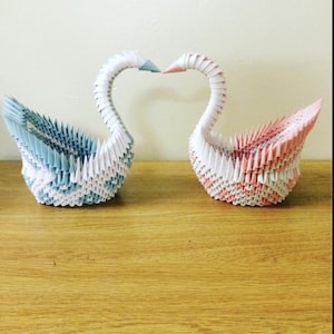 3D Origami Diamond Pattern Swan | Handmade Paper Sculpture | Wedding Gift | Personalized Gift | Home Decor |