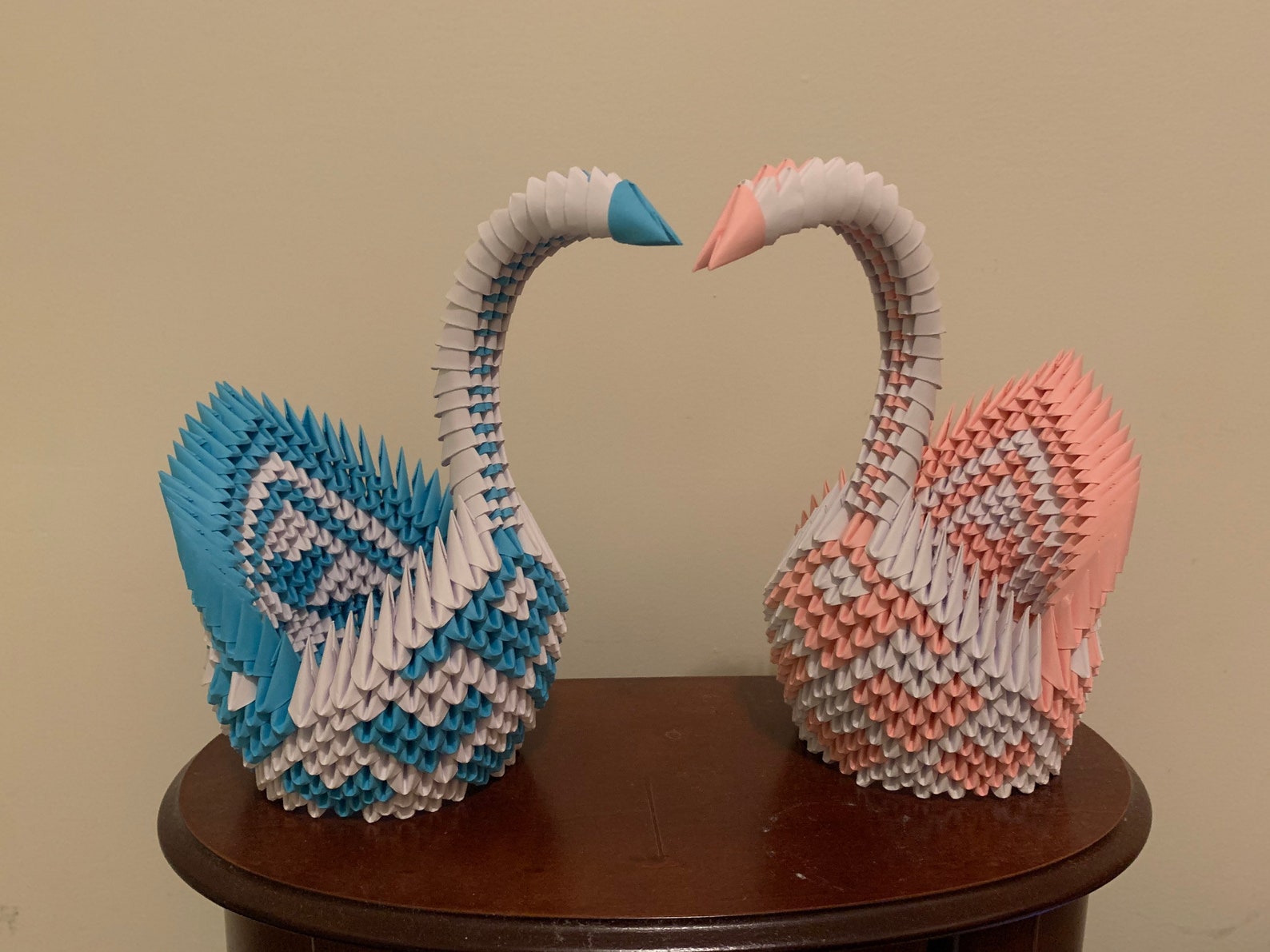 3D Origami Heart Pattern Swan Etsy